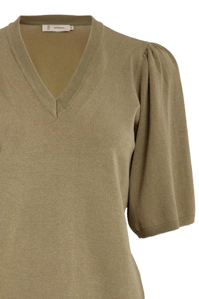 GLENDA SHORT SLEEVE KNIT PC8231 0148 GRAY GREEN